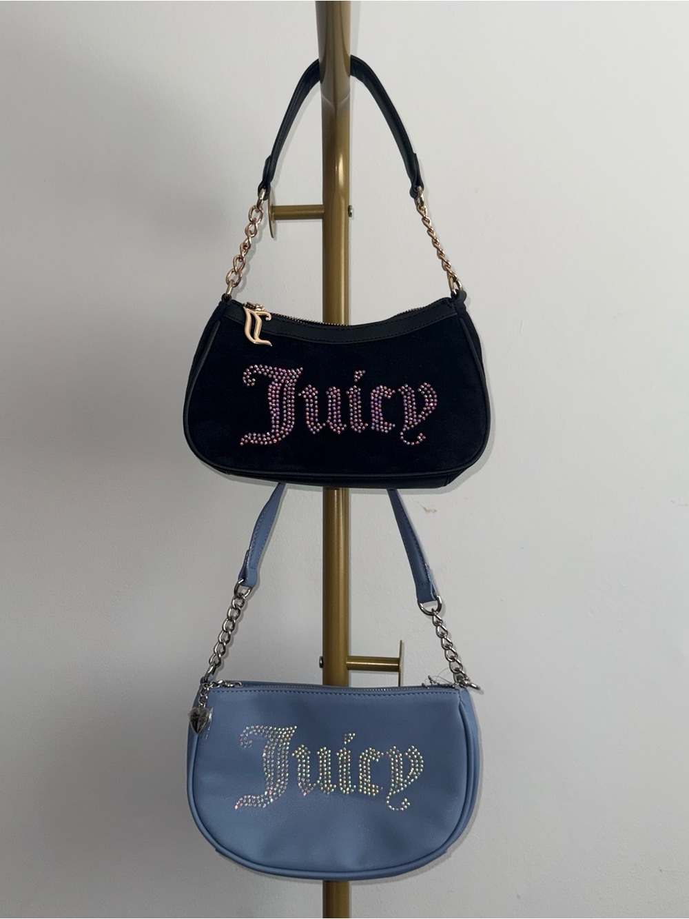 Juicy Couture 2-Piece Rhinestone Logo Y2K Shoulder Bag Bundle